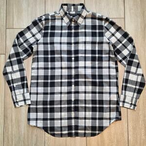 Banana Republic Soft Wash Plaid Shirt XS Black White Cotton Button Up